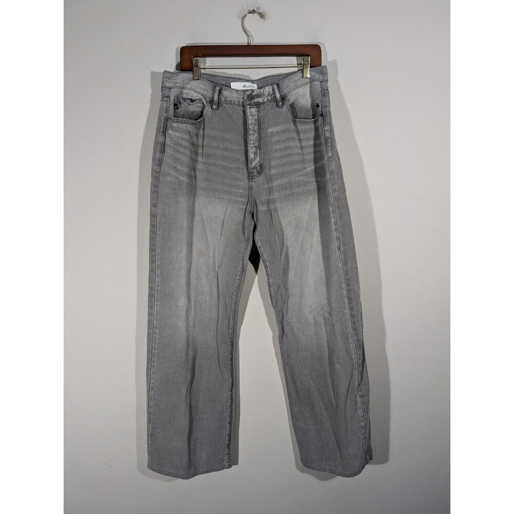 Kancan Womens Grey High Rise Straight Leg Button-Fly Jeans Sz 30 Baggy Retro